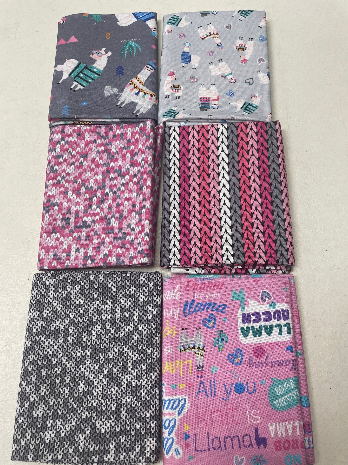 Fat Quarter Bundle (6) - Llama Drama -Knitting Benartex Fabric - Quilt Shop Quality - 18x22" - 100% Cotton