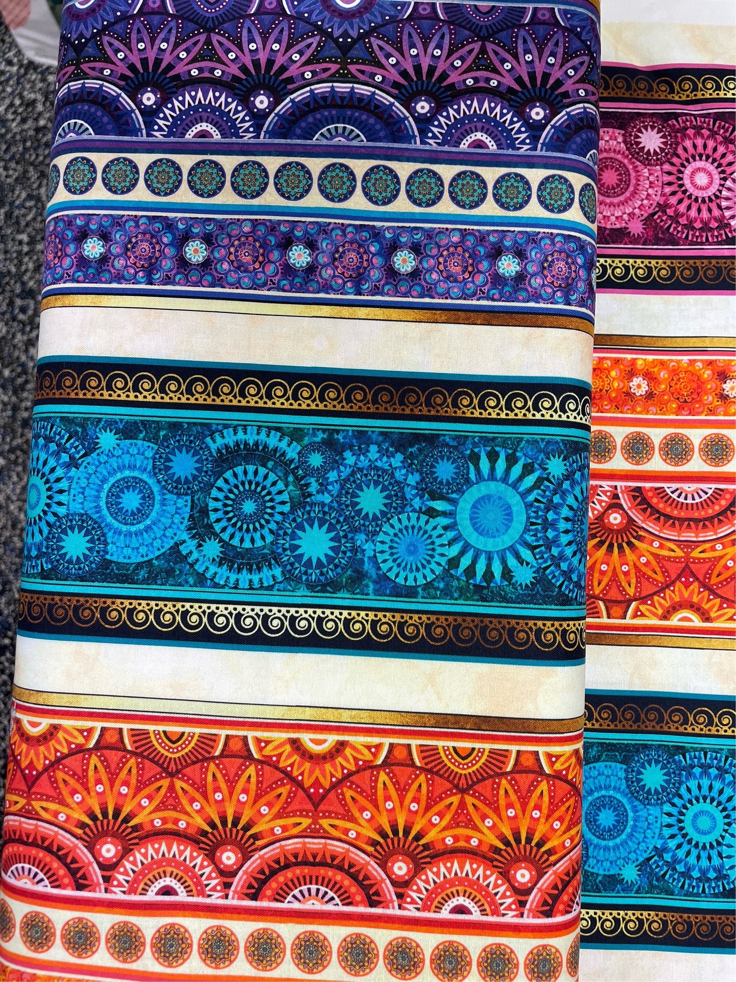 QT Fabrics - Eclectica - Medallion Stripe - 29196 X - Priced by the 1/2 yard