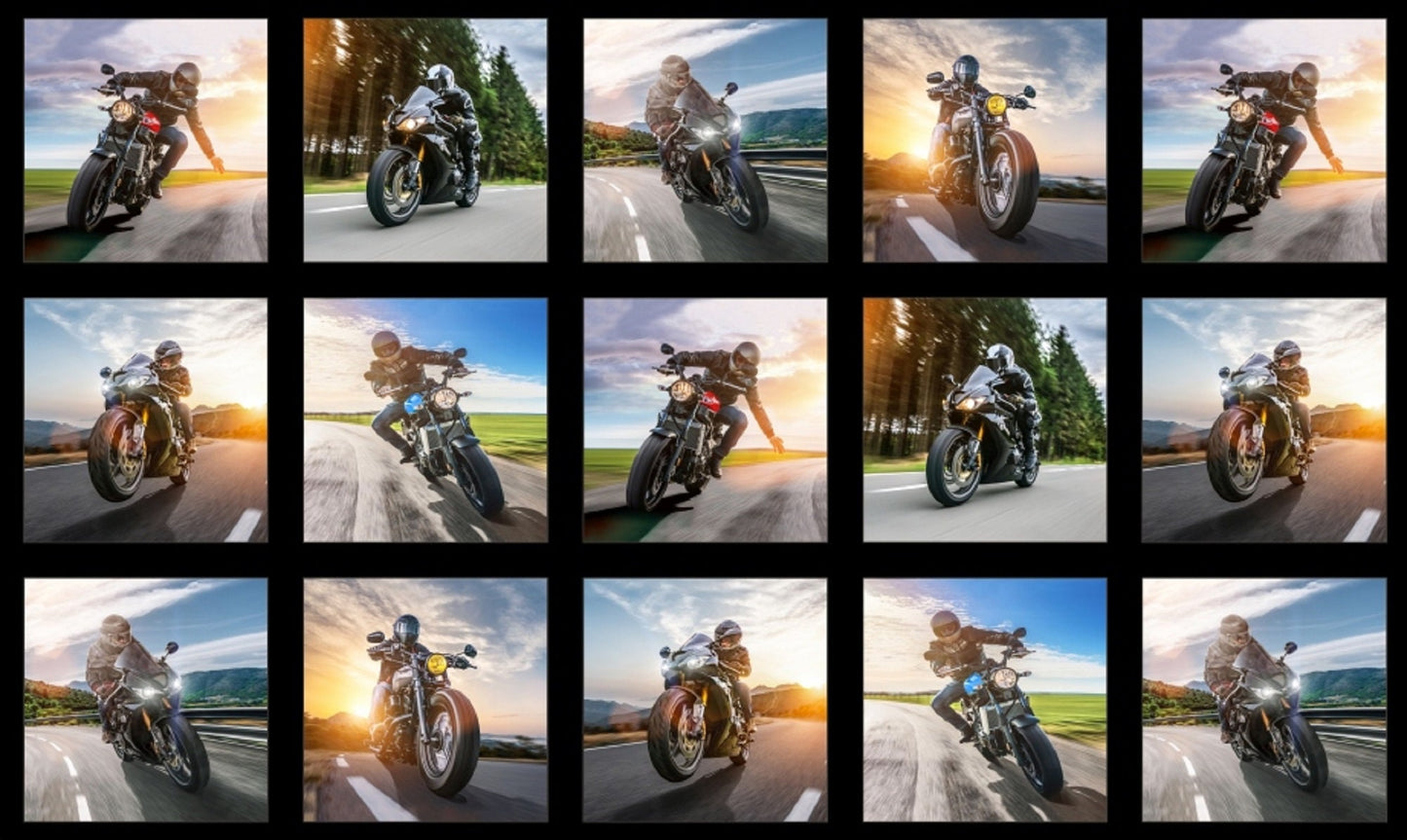 Dream Ride Road Bike Motorcycle Patches - Panel - Elizabeth's Studio - 24" x 44" - LS609-BLA