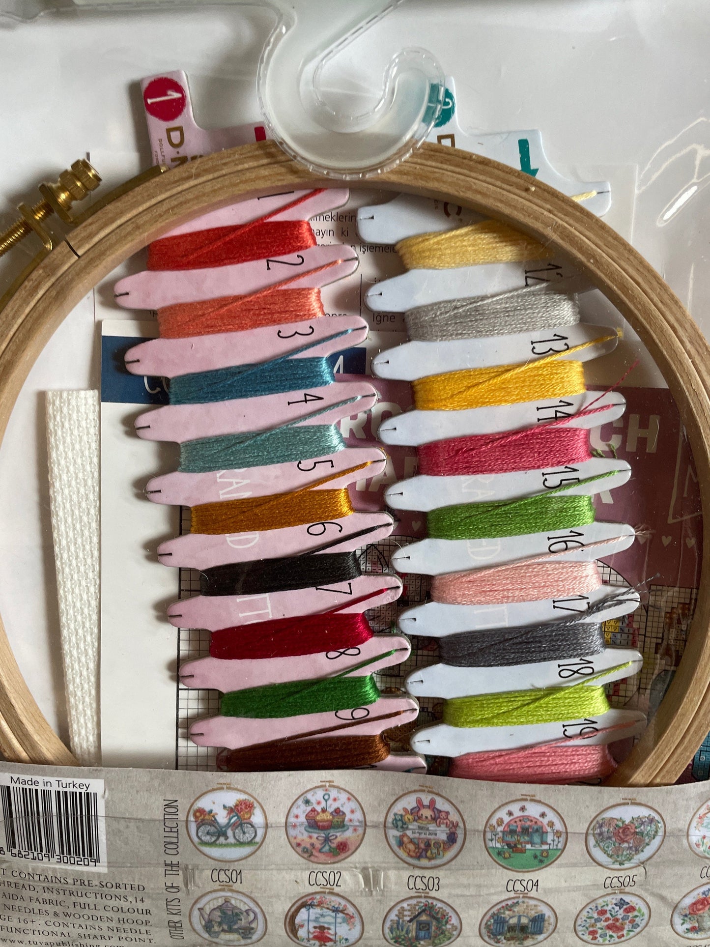 Bicycle flowers birds Counted Cross Stitch Kit- DMC thread - Tuva with Wooden Hoop for Framing- Free Ship