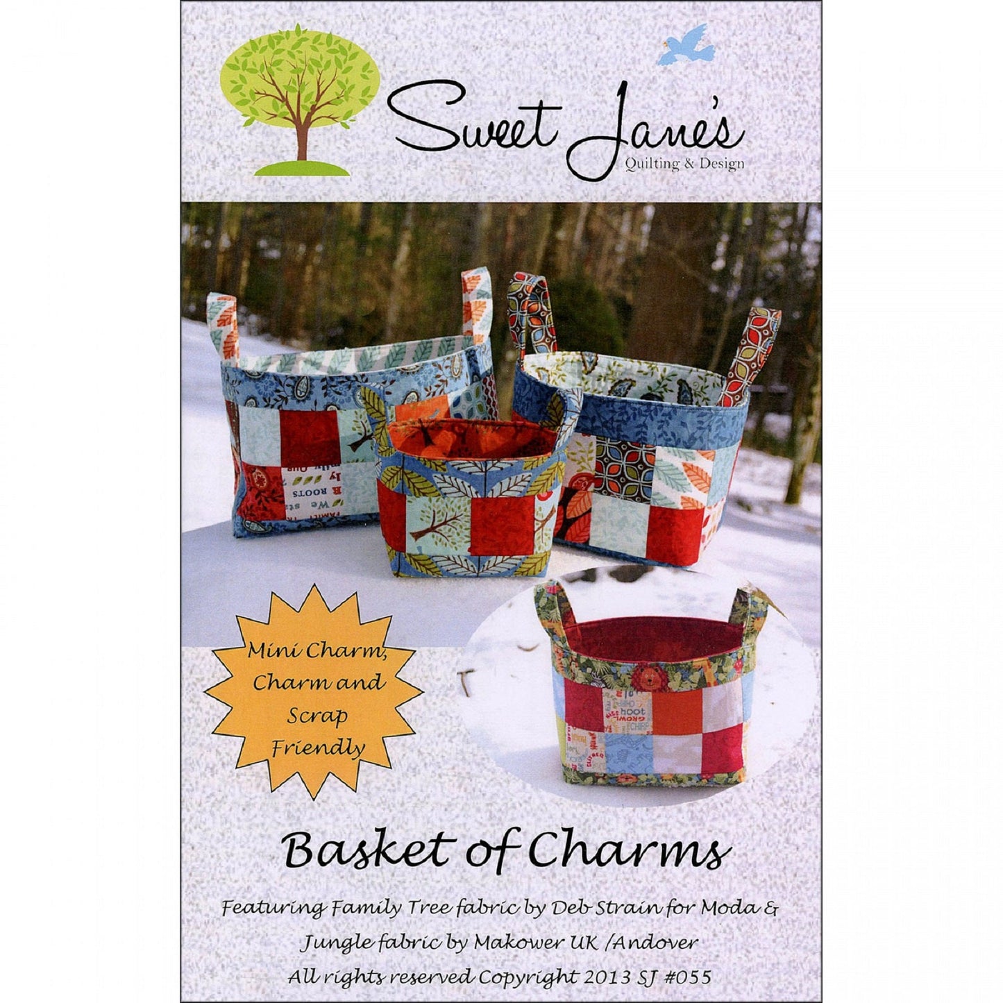 Sweet Jane's Basket of Charms - Fabric Basket Pattern - Precut Friendly - FREE Shipping