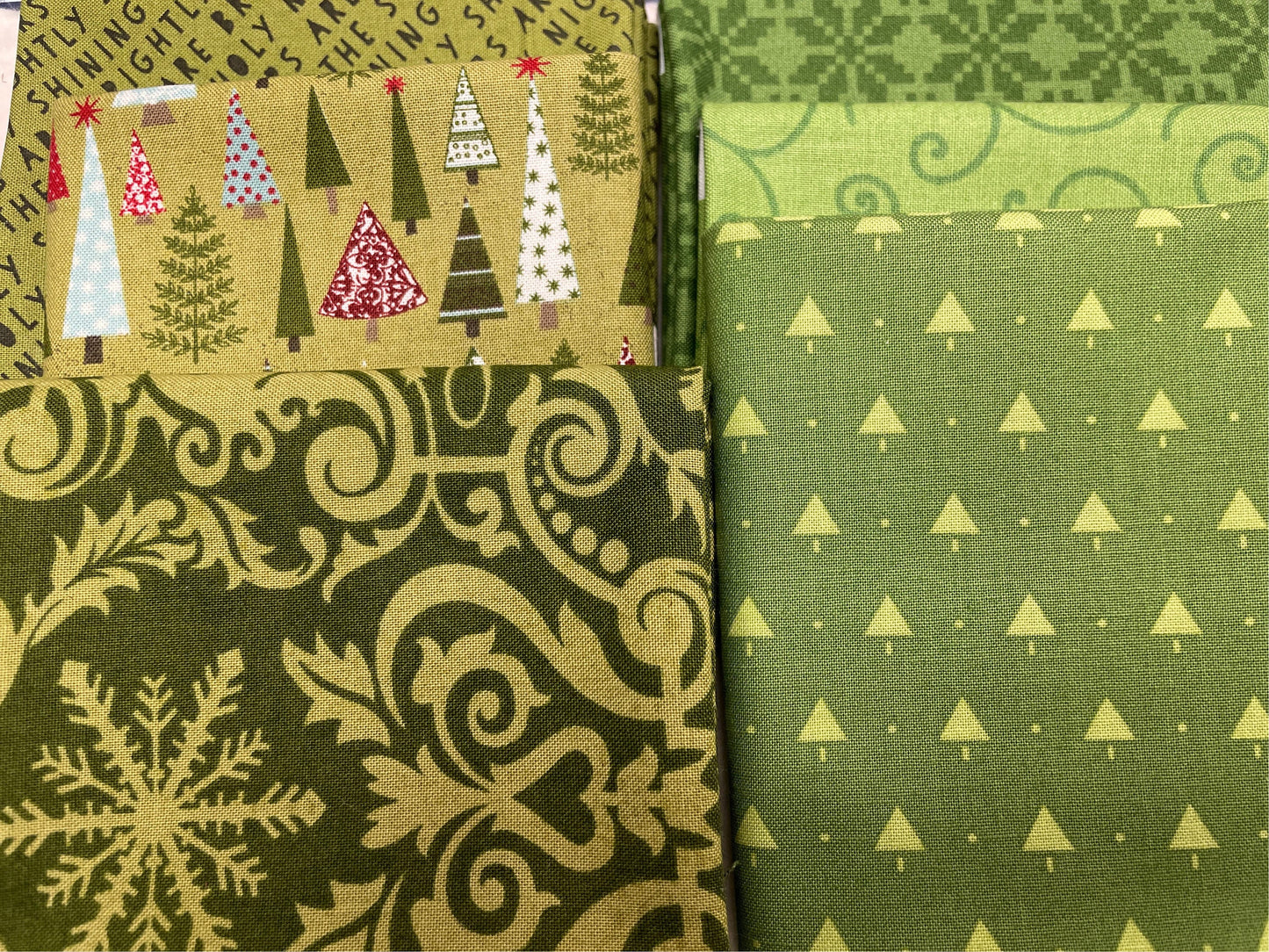 6 Fat Quarter Bundle - Christmas Greens - Moda Fabrics - Quilt Shop Quality - 18x22" - 100% Cotton - Sewing - Quilting