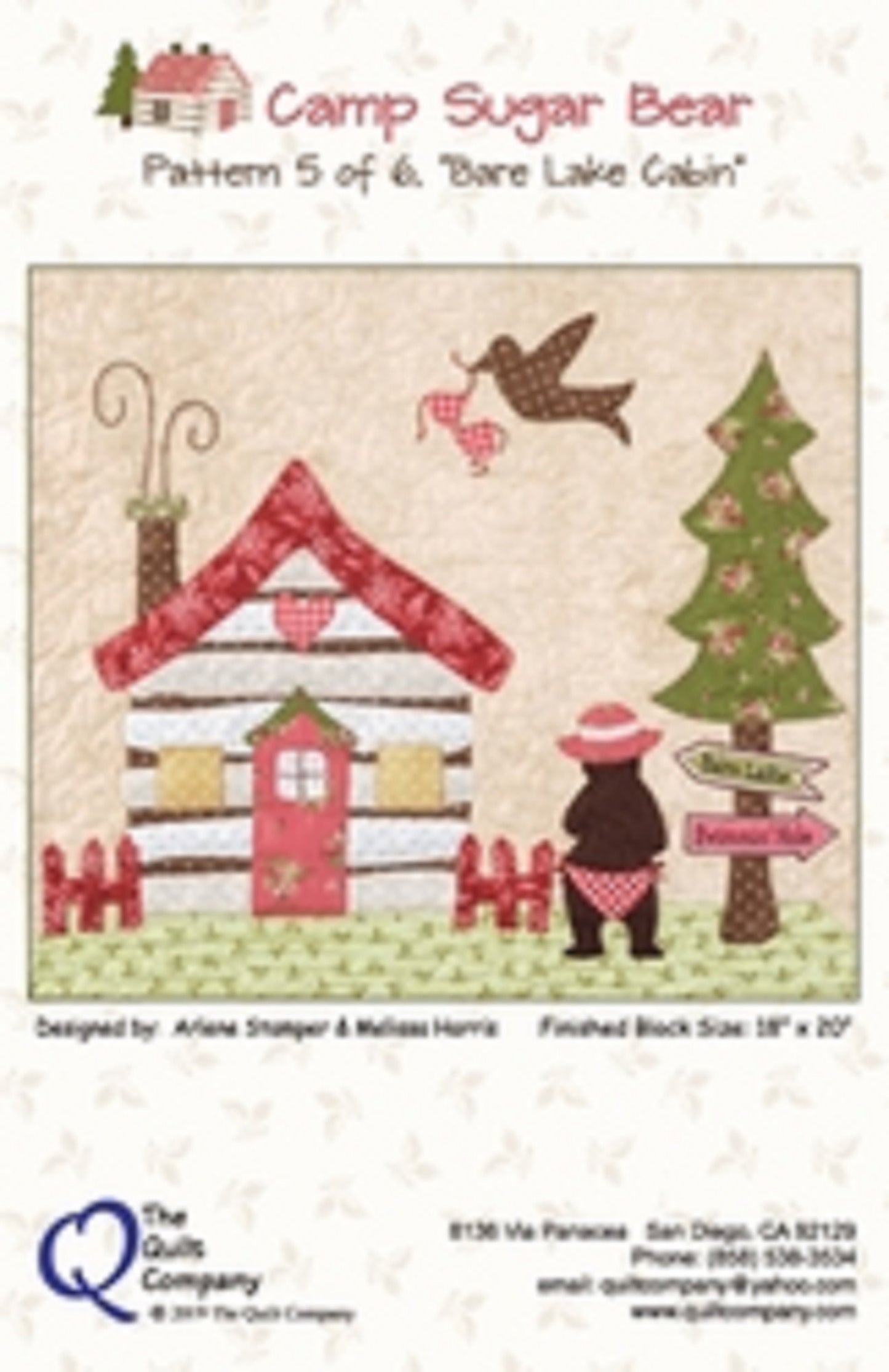 The Quilt Company Camp Sugar Bear 6 Pattern Set Applique & Piecing Quilt 2020 - 70x58"
