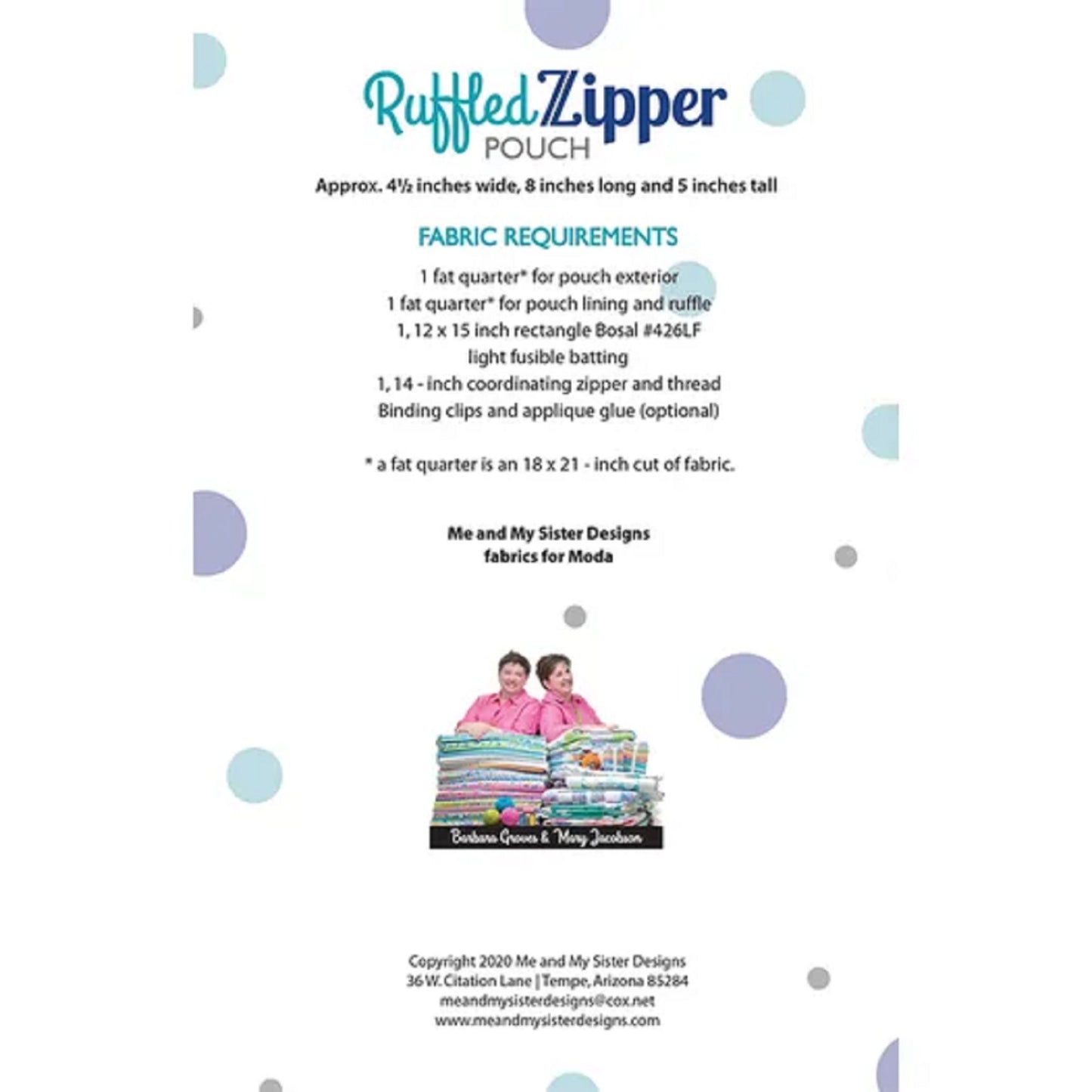 Ruffled Zipper Pouch 2 FQ Pattern Me and My Sister