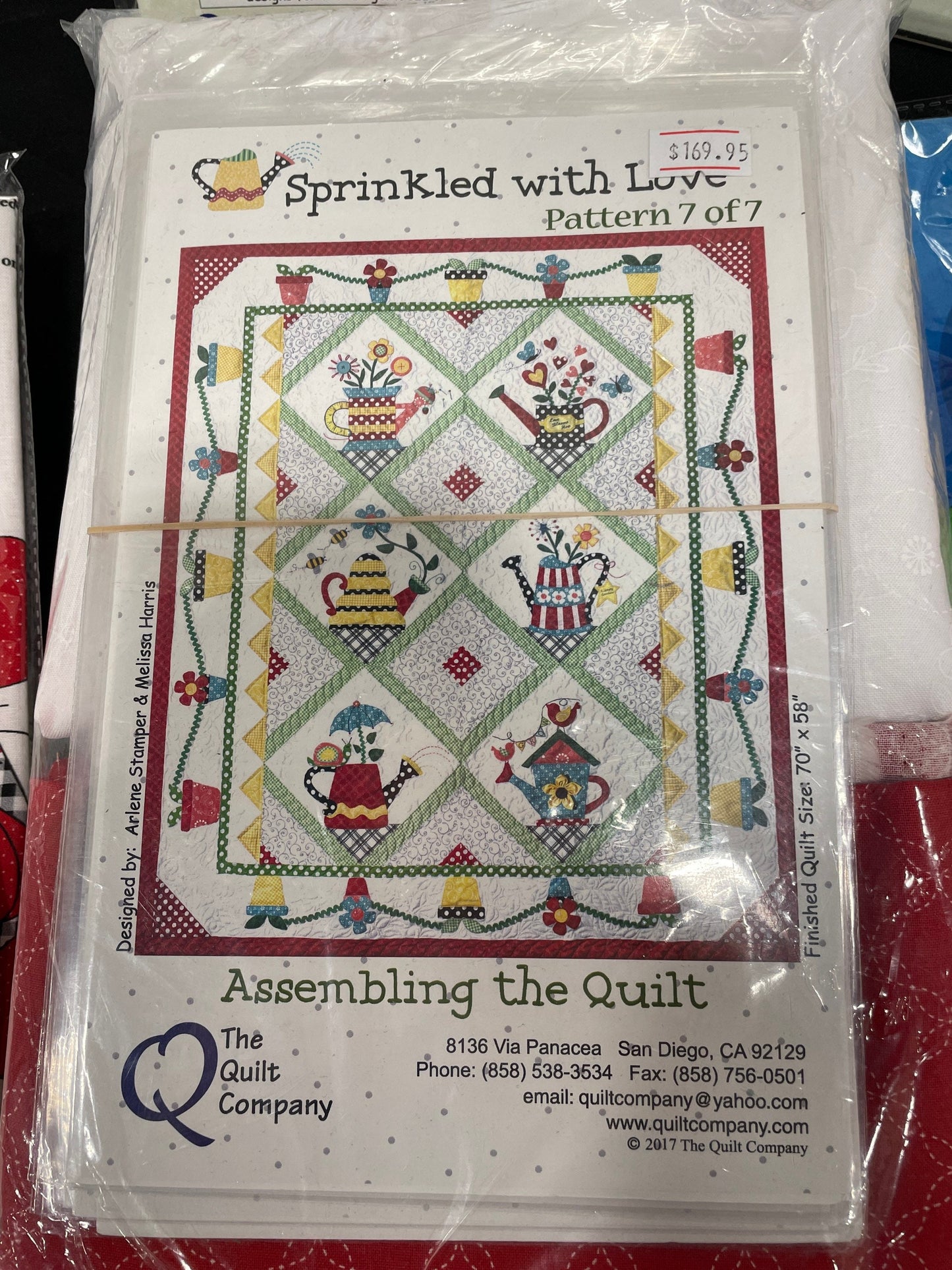 Sprinkled with Love The Quilt Company Applique Quilt Kit Maywood Fabrics Watering Cans Bees