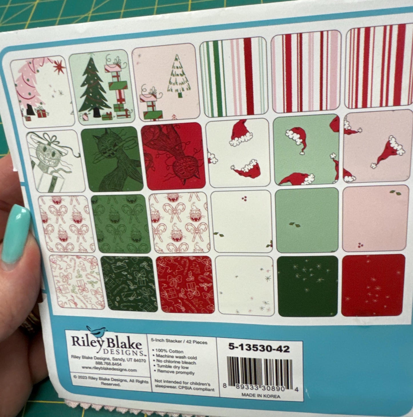 Christmas with Scaredy Cat 5” charm pack Riley Blake Amanda Niederhauser