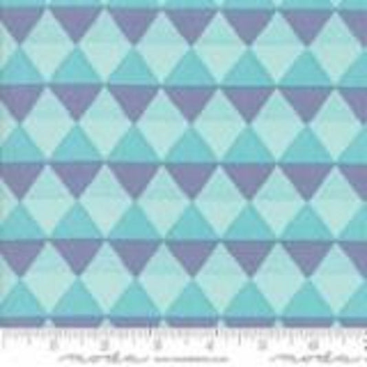 Moda Twilight Fabric by One Canoe Two - Triangles on Mist Blue Background - By the 1/2 Yard - Precut into 1 yard pieces
