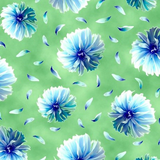 Kenzie Tossed Blooms  27123 H Lime Fabric   QT Fabrics   Priced by the Half Yard   Cut continuously