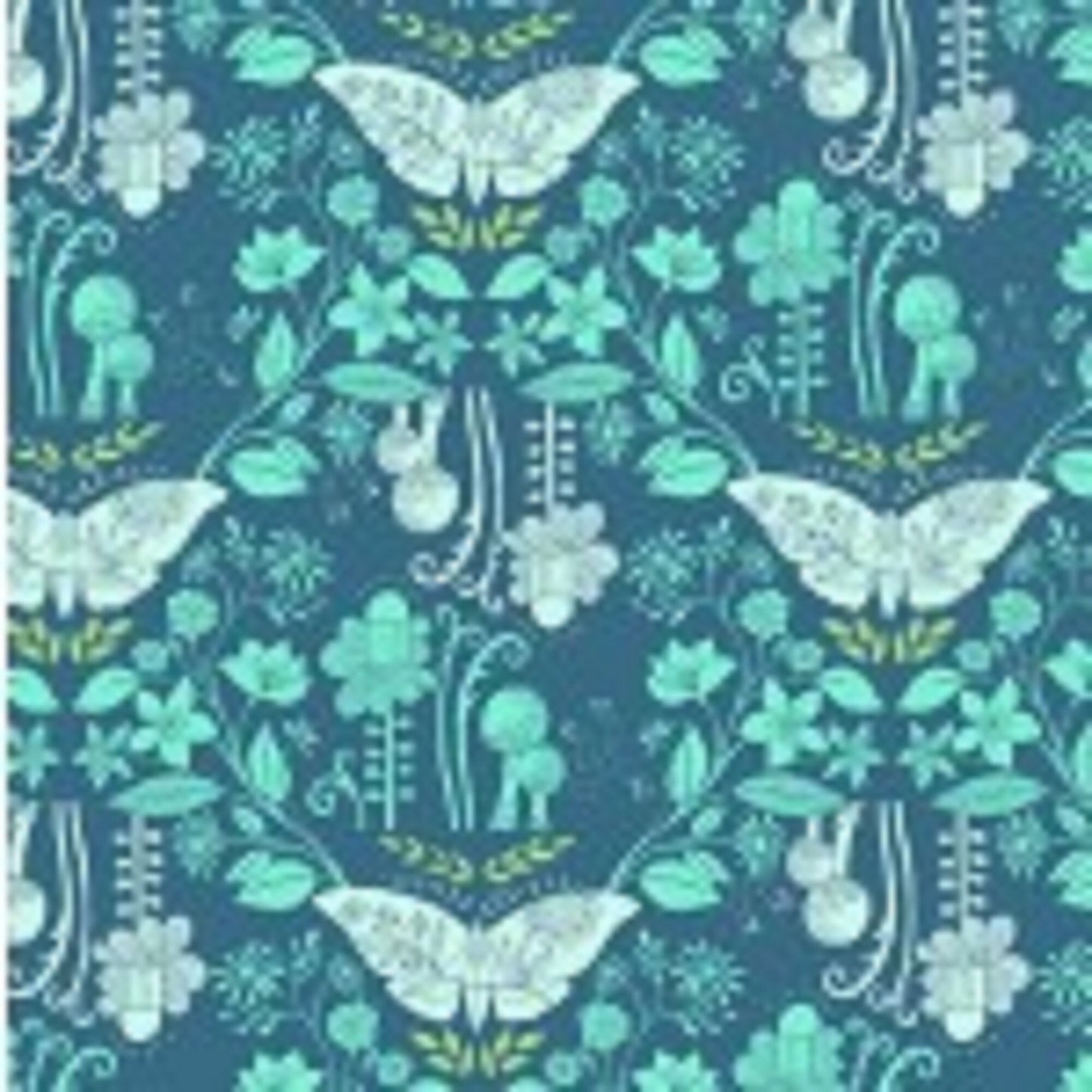 Michael Miller - Daydreaming Fabric - Teal Butterflies - DC8680D on Ocean Blue Background - Priced by the 1/2 yard - Cut off bolt in 1 piece