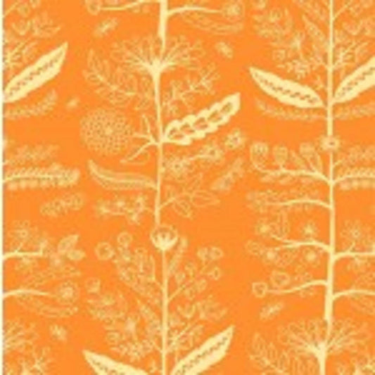Michael Miller - Charmed- Floral - DC8675D on Orange Background - Priced by the 1/2 yard - Cut off bolt in 1 piece