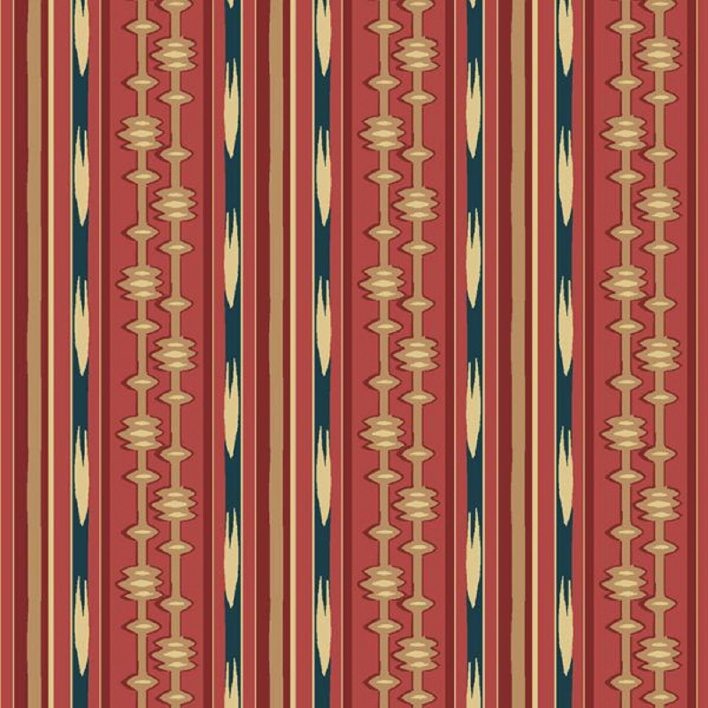 Rising Sun Medallion - P&B Fabrics - The Rocky Mountain Quilt Museum - Stripe - Aqua Burgundy - Priced By the 1/2 yard