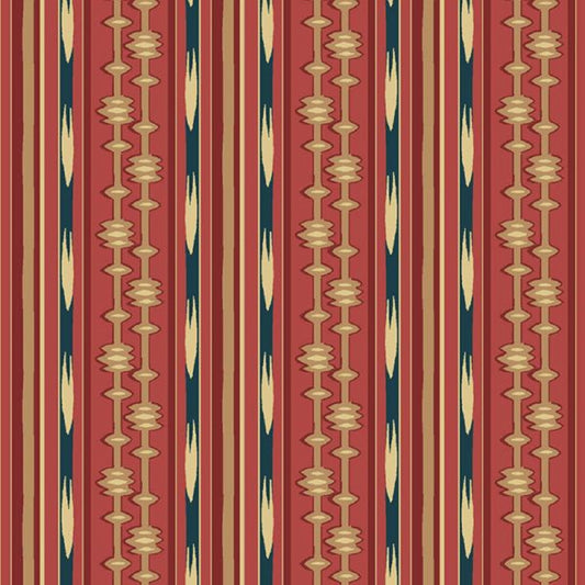 Rising Sun Medallion - P&B Fabrics - The Rocky Mountain Quilt Museum - Stripe - Aqua Burgundy - Priced By the 1/2 yard