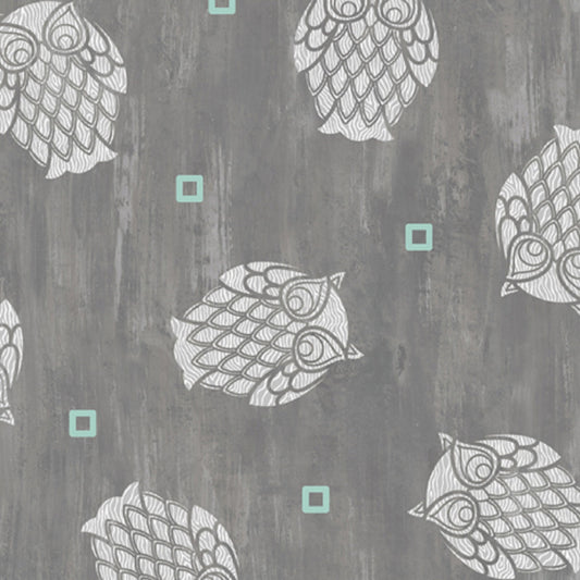 Nocturne Owls Toss - 28115-K Gray - Modern Fabric - QT Fabrics - Priced by the 1/2 yard - Cut continuously