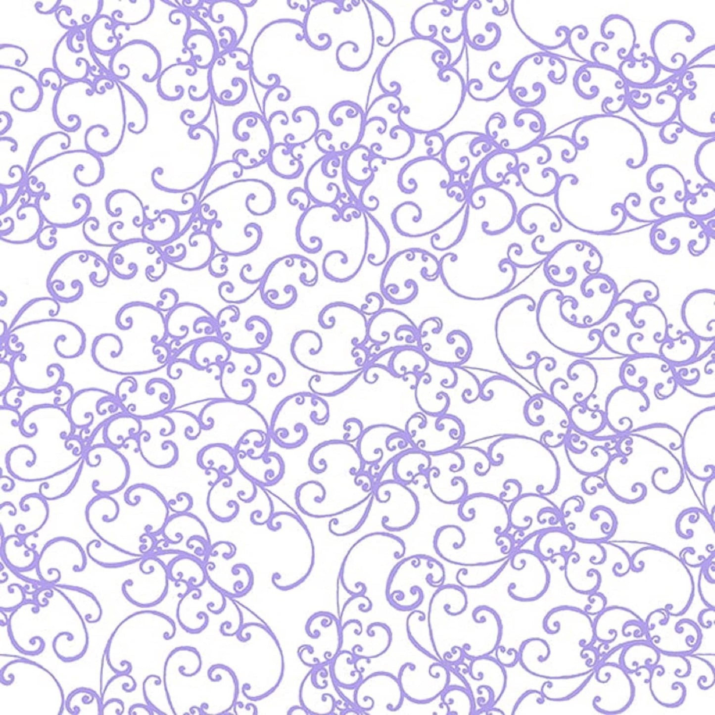 Loralie Elegant Scroll Lilac on White Background- Priced by the 1/2 yard