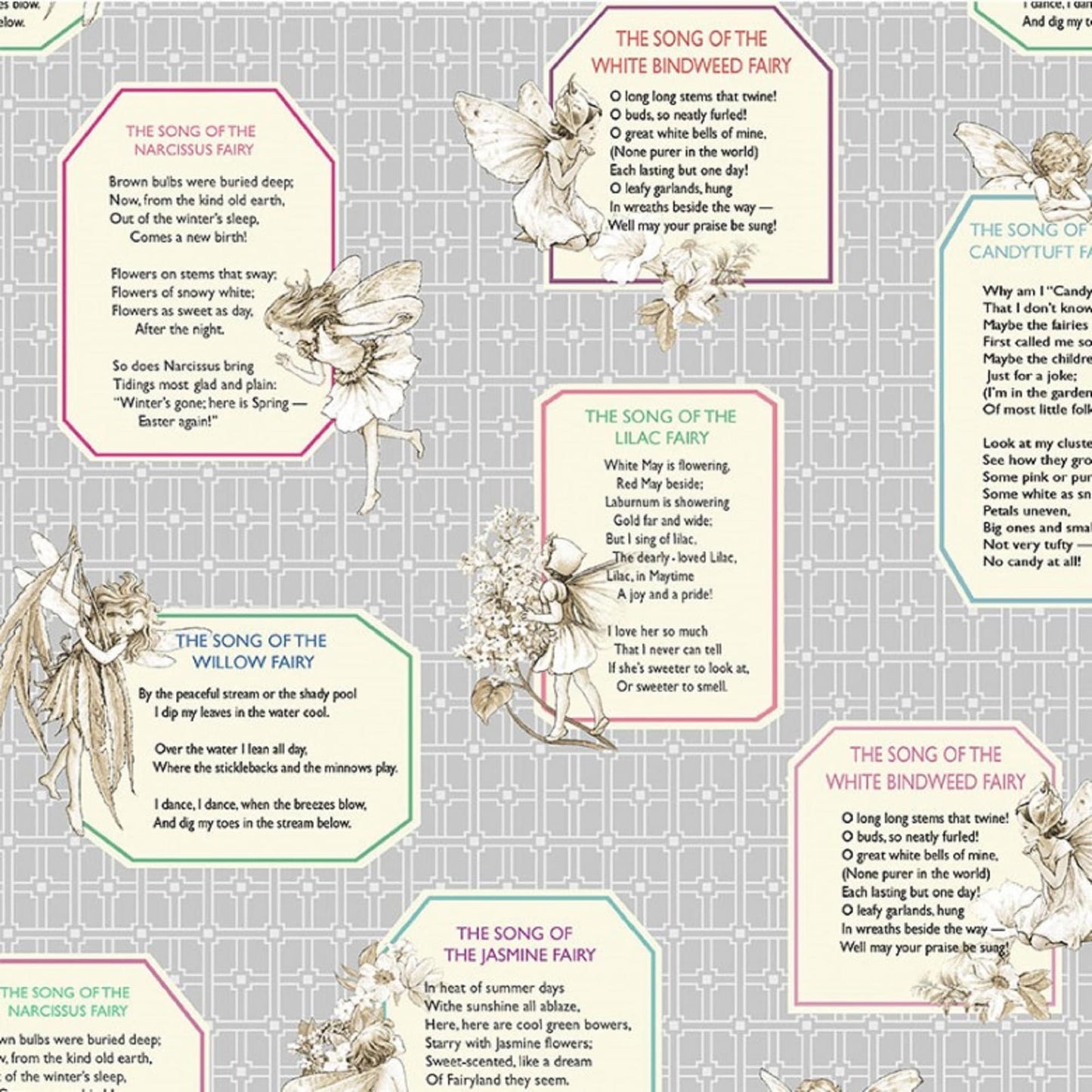 Rhythm of the Fairy Songs - Fairy Fabric -Michael Miller - DC9275 on Gray Background - Priced by the 1/2 yard -