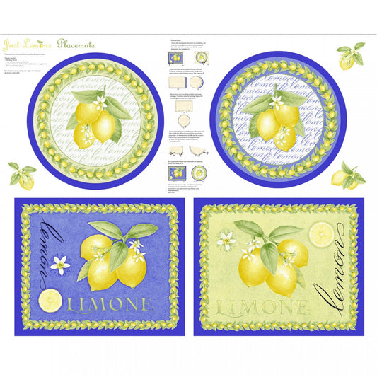 Just Lemons - Placemats - Panel - Jane Shasky - Henry Glass Fabric 4 placemats