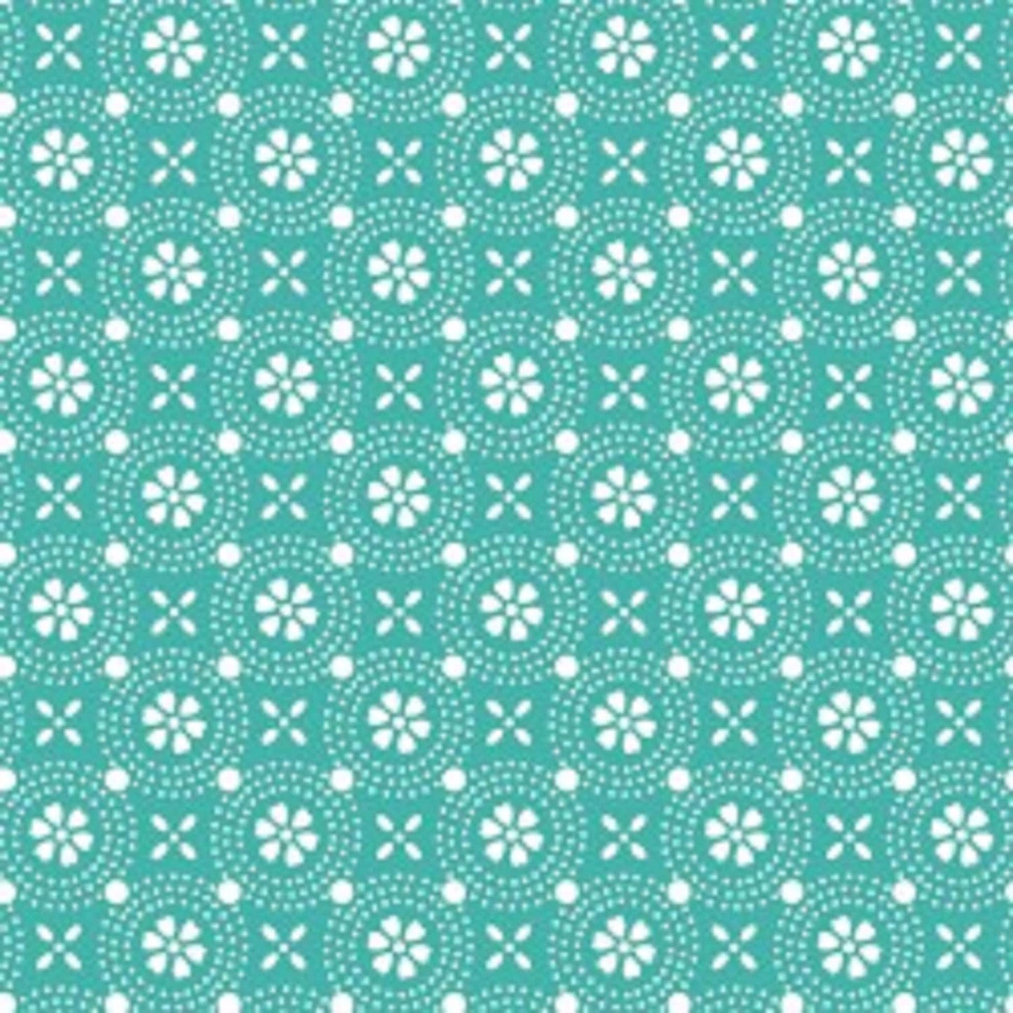 Maywood Kimberbell Basics Teal Dot Circles Fabric   Priced By the Half Yard