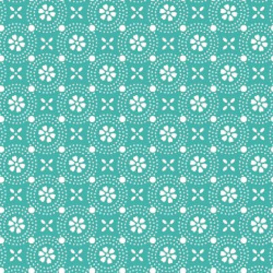 Maywood Kimberbell Basics Teal Dot Circles Fabric   Priced By the Half Yard