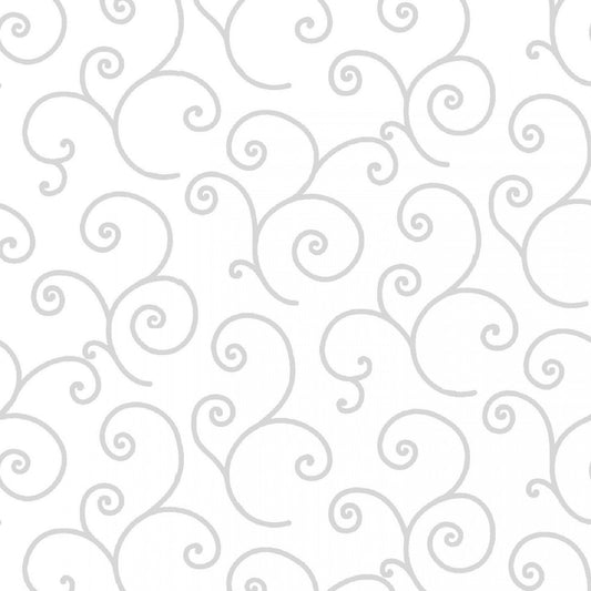 Kimberbell- Basic White - Maywood Studio - Swirl - By The Yard - 8243-WW -