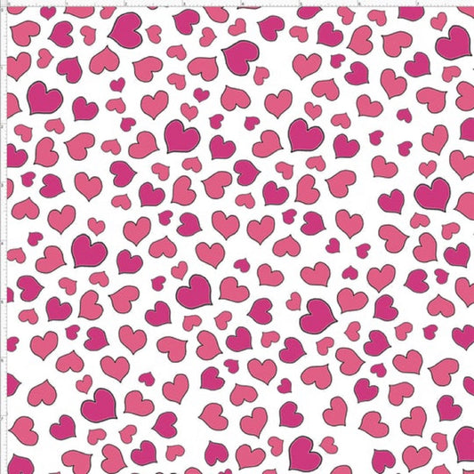 Loralie Designs -  Mini Pink Hearts on White - 692266 - Priced by the 1/2 yard