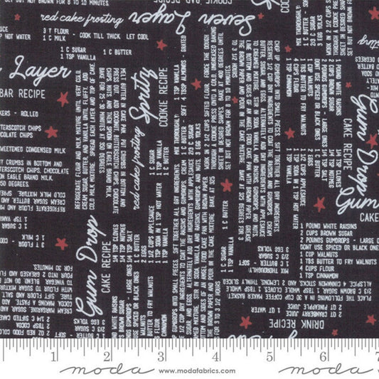 Merry Starts Here - Sweetwater - Moda Fabric - Recipe Fabric on Black - OOP - Sold by the 1/2 yard - Precut into 1 yard cuts