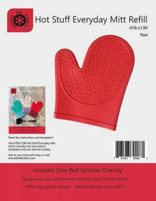 Hot Stuff Mitt Refill- ATB-213- Red, Lisa Amundson, Around the Bobbin Silicon Oven Mitt Refill- Red- Notions