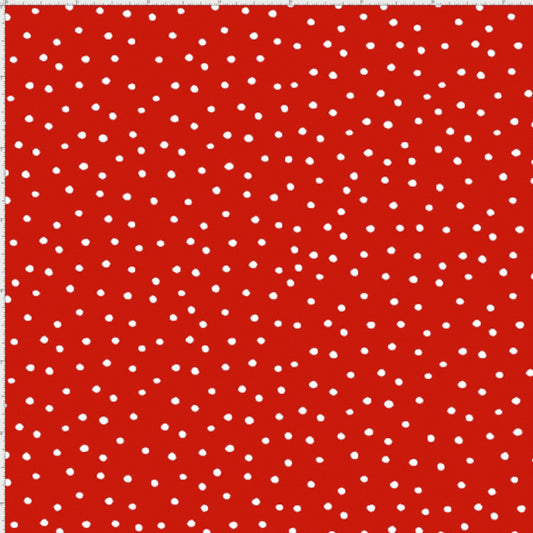 Loralie White Dinky Polka Dots on Red Background - Cotton Fabric - Priced by the 1/2 Yard - Cut off bolt in 1 continuous piece