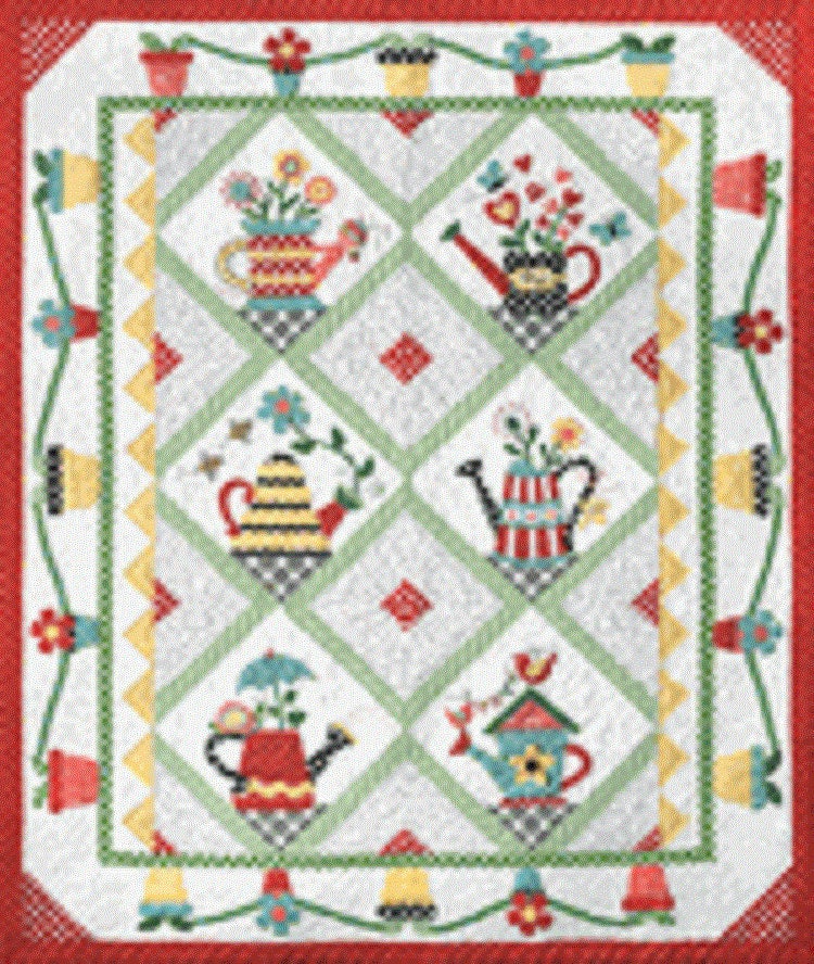 The Quilt Company Sprinkled with Love Gardening Watering Cans Applique Pattern Set - 7 patterns
