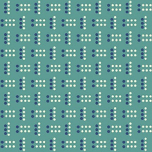 Harlow - Antiquities - 1930's Print - Navy White Dots on Aqua - 26514-Q - Priced by the 1/2 yard