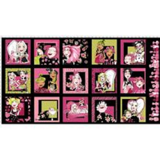 Panel Love Your Look by Loralie Harris Hair Salon Stylist  Fabric Panel Pink & Black -