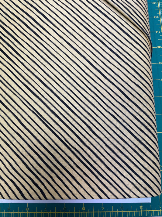Loralie Designs - Yellow Black Quirky Bias Stripe Fabric- Bindings - Priced by the 1/2 yard - Cut continuously