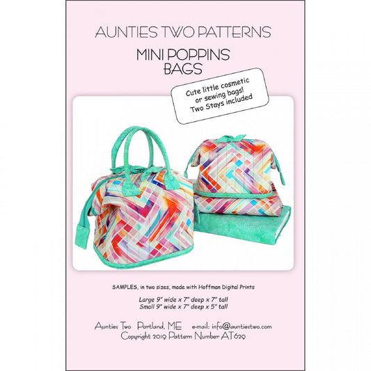 Mini Poppins Bags - Aunties Two Pattern - AUTA629 - 2 Metal Stays are Included