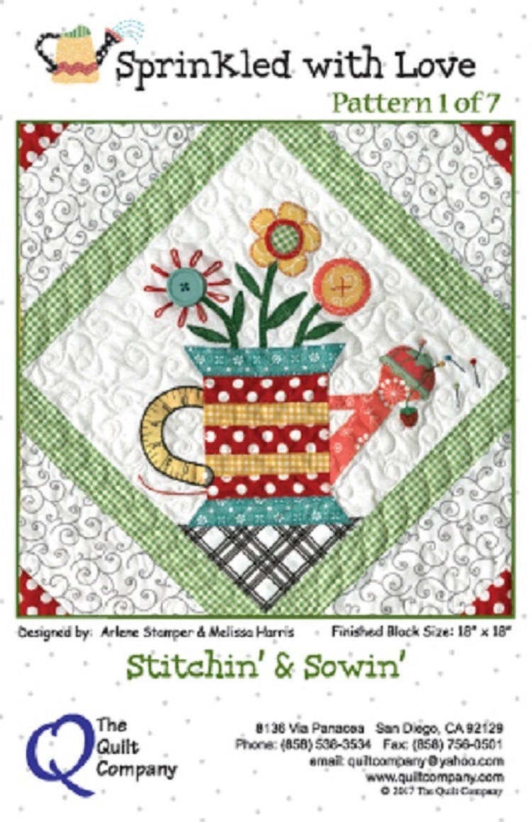 The Quilt Company Sprinkled with Love Gardening Watering Cans Applique Pattern Set - 7 patterns