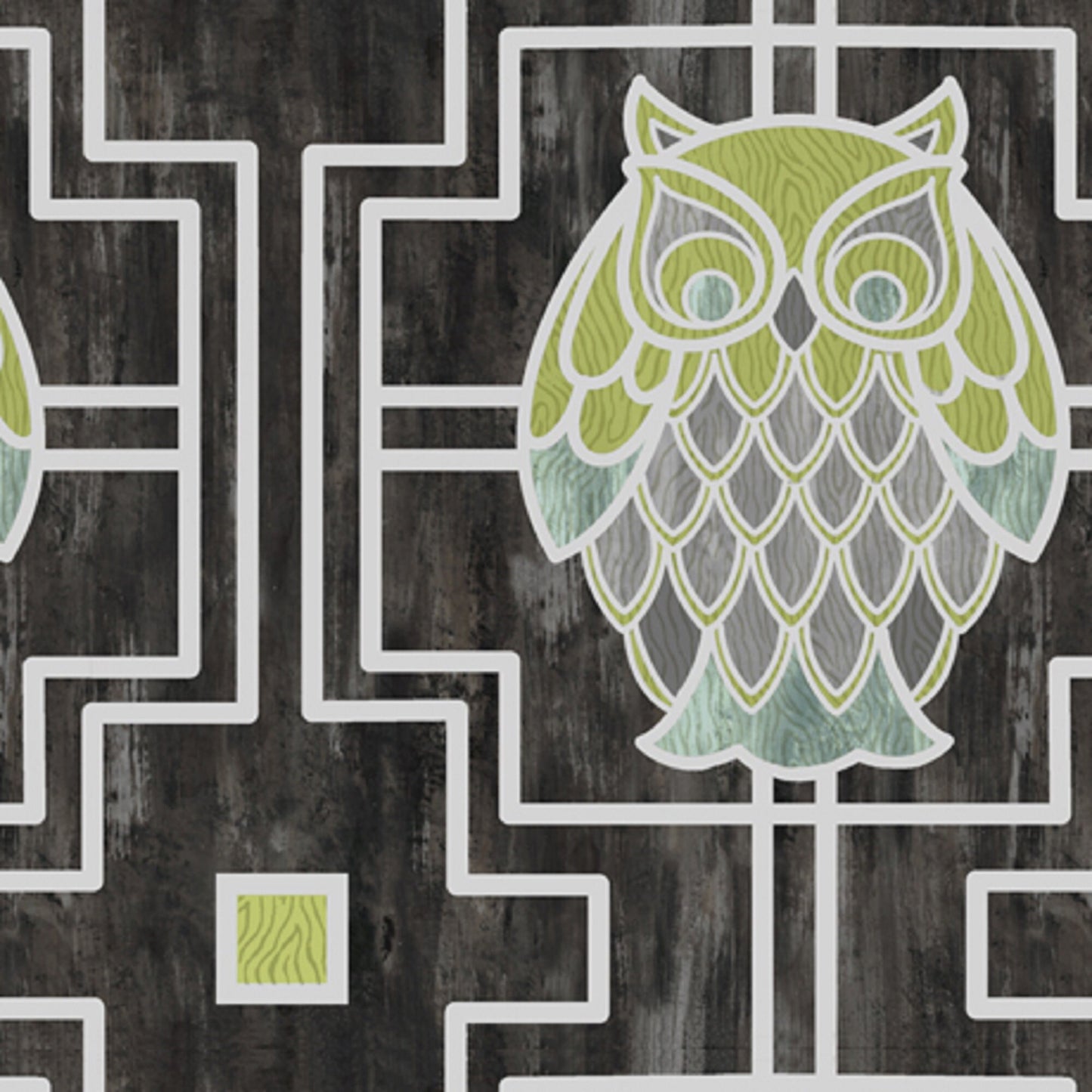 Nocturne Owl Trellis-  28114-K Graphite Gray - QT Fabrics - Priced by the 1/2 Yard - Cut continuously