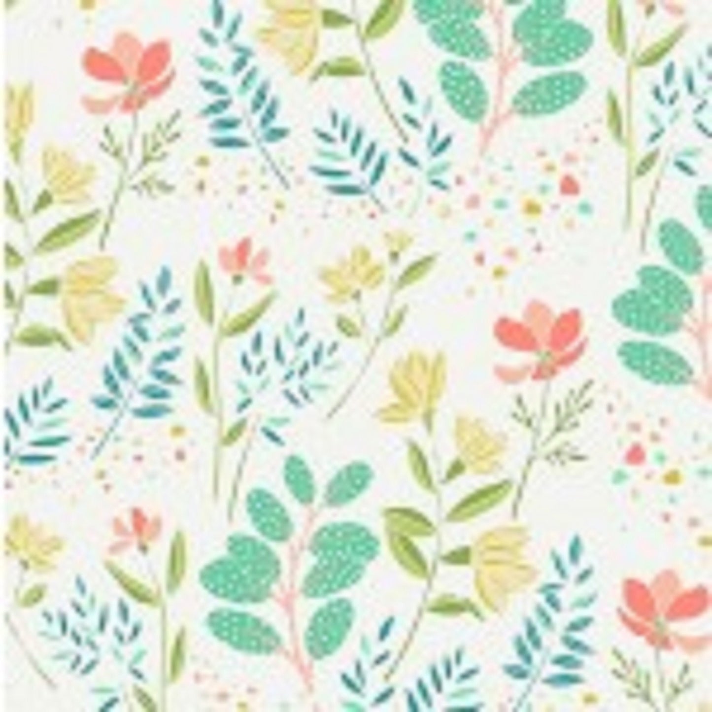 Michael Miller   Awaken  Floral   DC8674D Teal Colorway on White Background   Priced by the Half yard   Cut off bolt in 1 piece