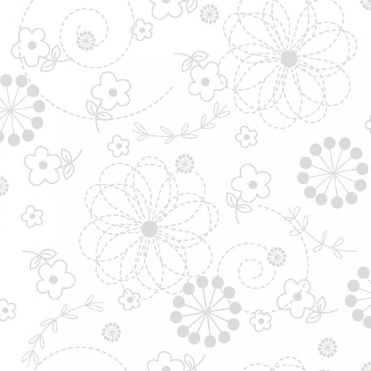 Kimberbell- Basic White - Maywood Studio - By The Yard - 8246-WW - Doodles
