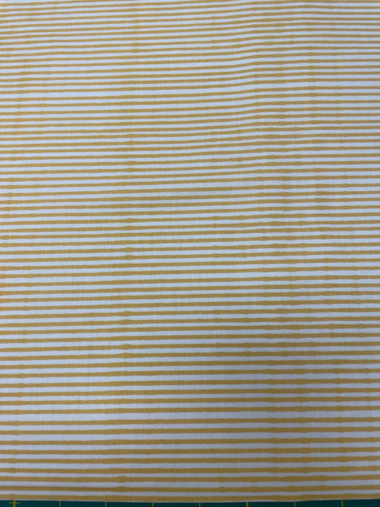 Loralie Lazy  Stripe yellow, and white Cotton Fabric - Priced By the 1/2 Yard - Cut continuously