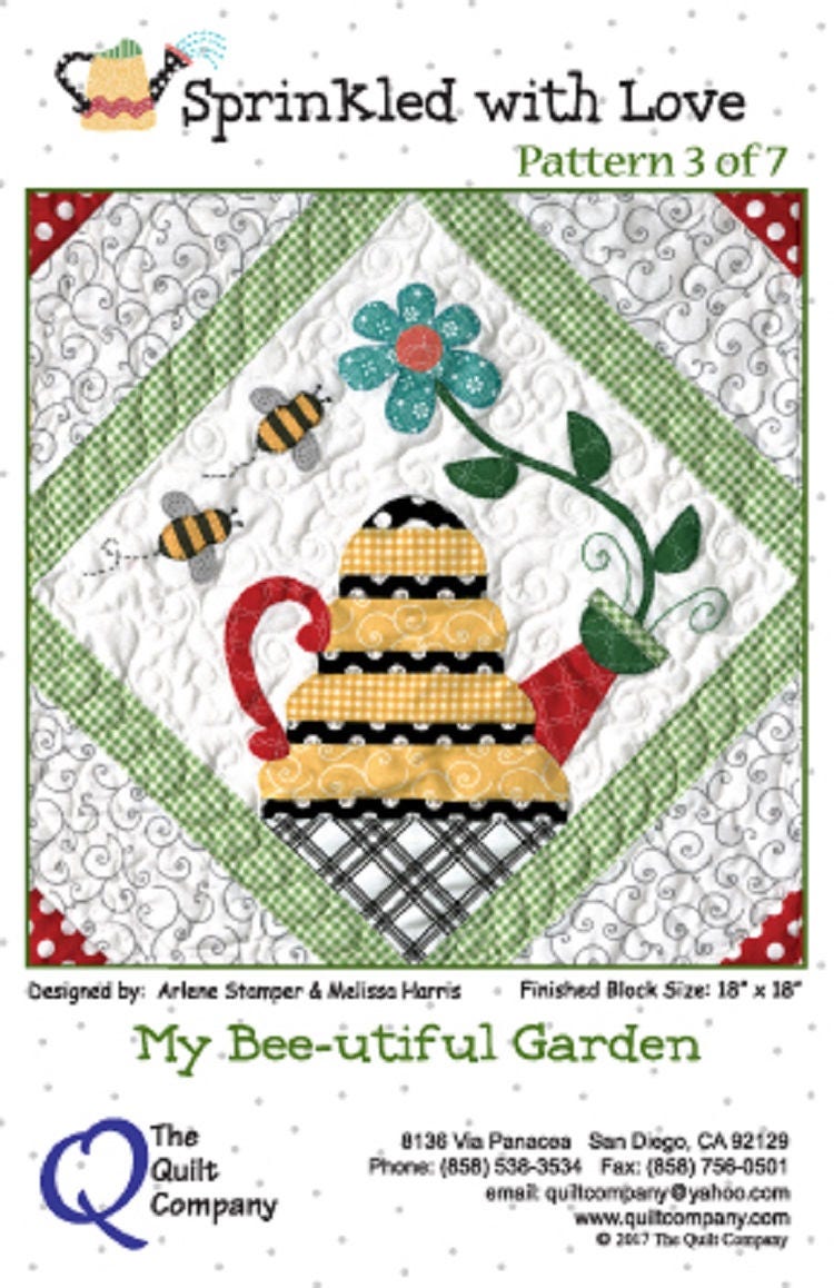 The Quilt Company Sprinkled with Love Gardening Watering Cans Applique Pattern Set - 7 patterns