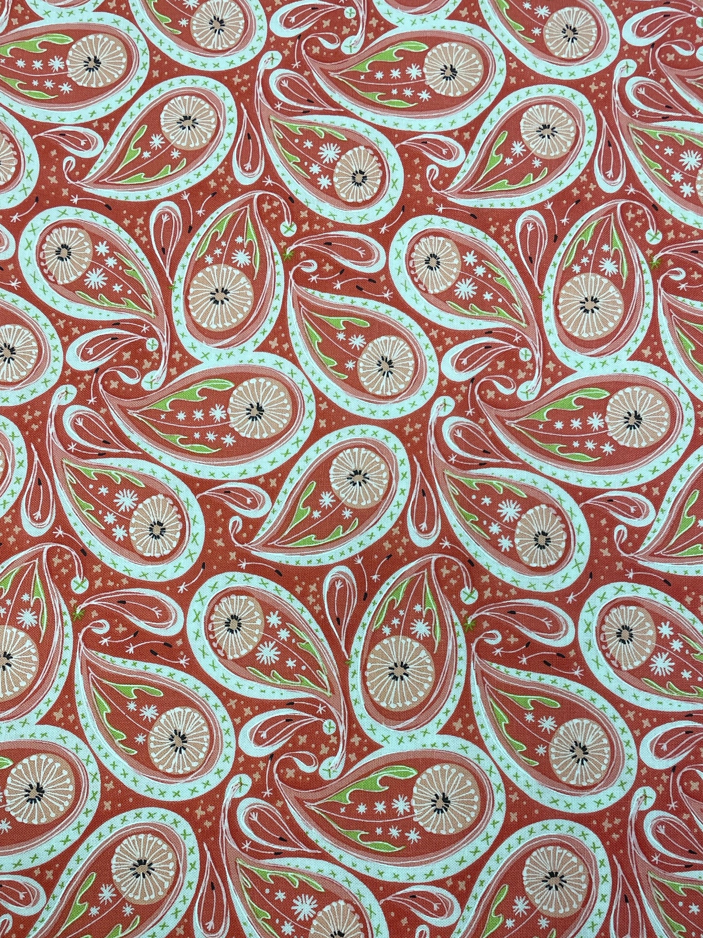Robin Pickens dandy duo, Moda fabric, peach and lime Paisley fabric  Priced by the 1/2 yard
