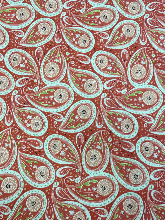 Robin Pickens dandy duo, Moda fabric, peach and lime Paisley fabric  Priced by the 1/2 yard