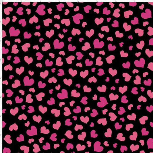 Loralie Mini Pink Hearts on Black Background Fabric by Loralie Harris - Priced by the 1/2 Yard - Cut from bolt