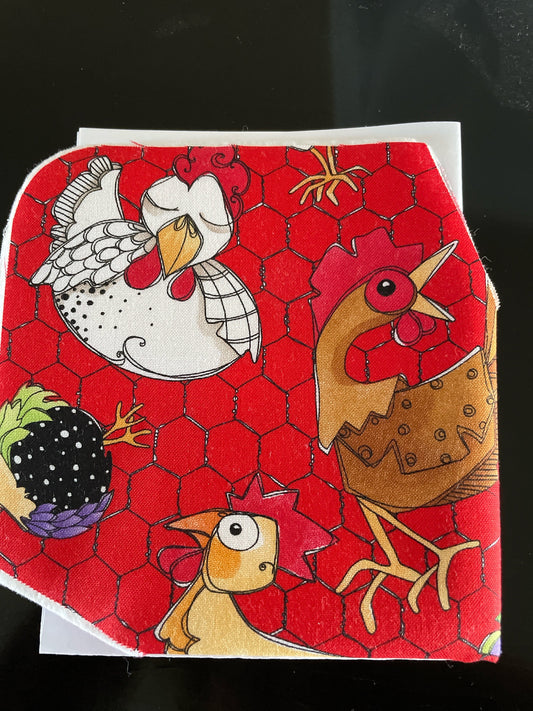 Microwave Bowl Cozy Precut  Kit - Chicken 100% cotton batting and Fabric Directions - Great gift