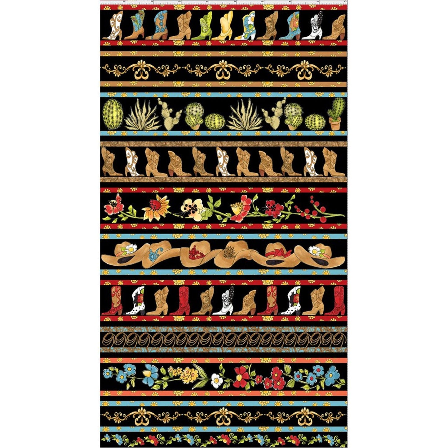 Loralie Whoa Borders - Country Western Cowgirl Boots - Priced by the 1/2 yard