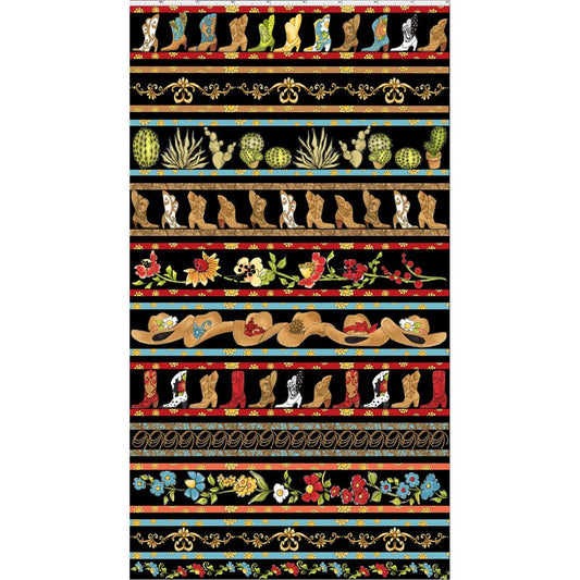 Loralie Whoa Borders - Country Western Cowgirl Boots - Priced by the 1/2 yard