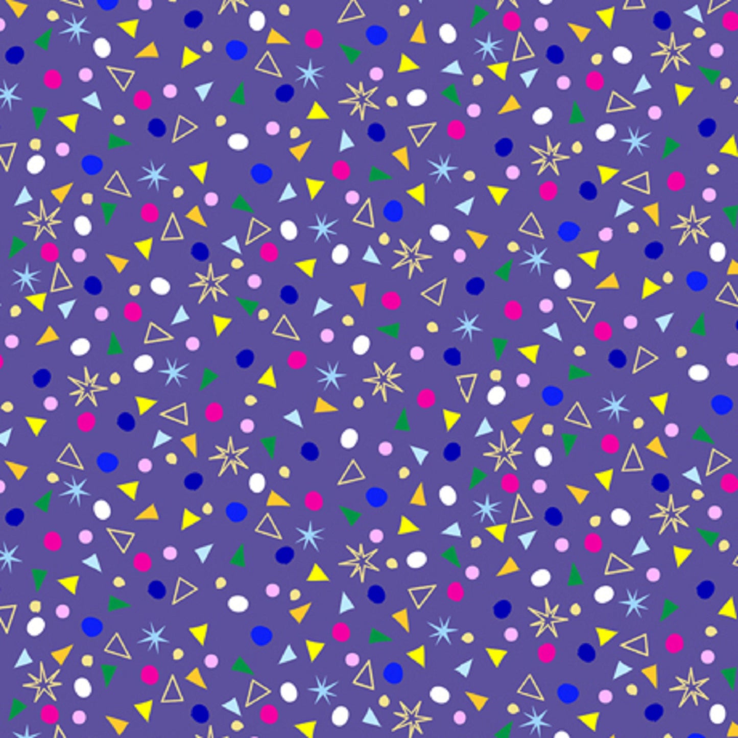 Kitty Cats- Purple Stars Dots Triangles 27925-V - QT Fabrics - By the 1/2 yard