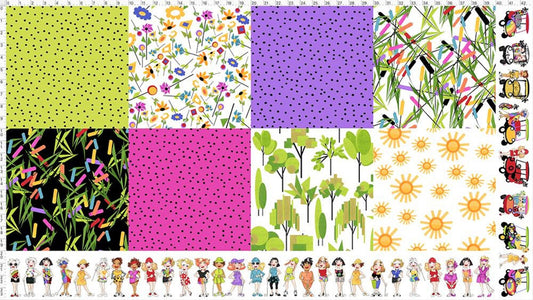 Loralie Golf Happy Patch Fabric Panel - Priced By The Panel