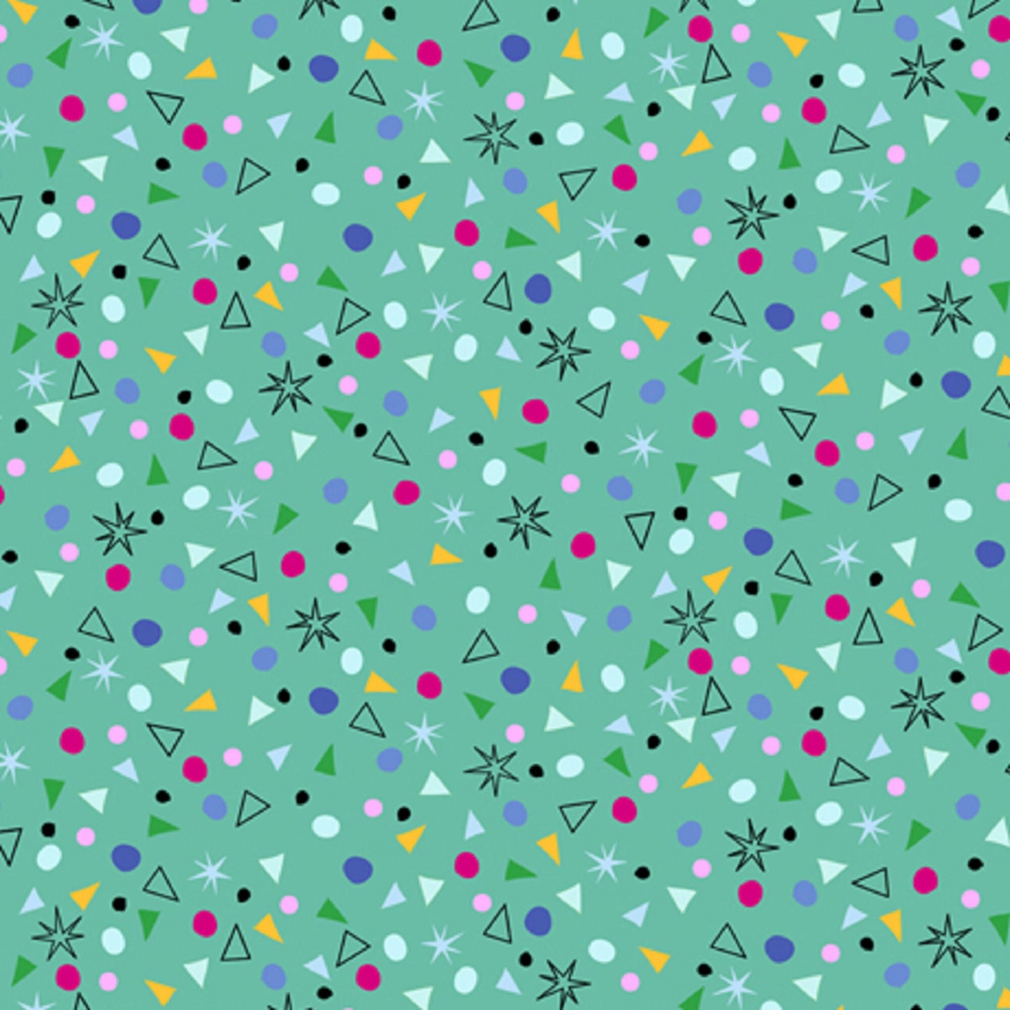 Kitty Cats Green Aqua Stars Dots Sold by the 1/2 Yard 27925-G for QT Fabrics
