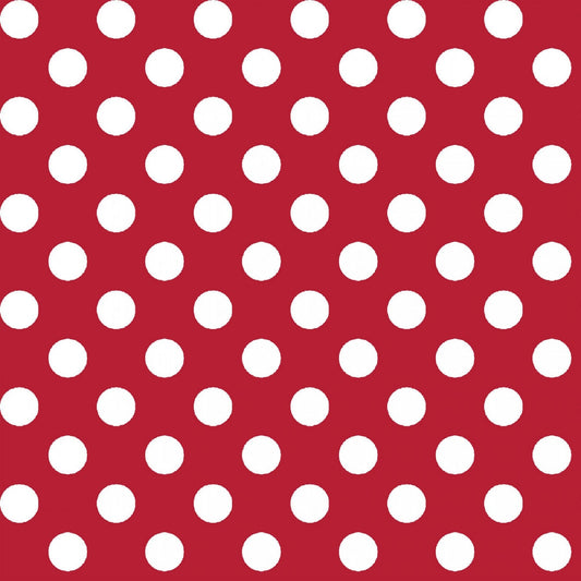 Kimberbell Large White Polka Dots on Red - Basics Fabric - Maywood Studios - Priced by the 1/2 Yard - Cut in 1 continuous piece