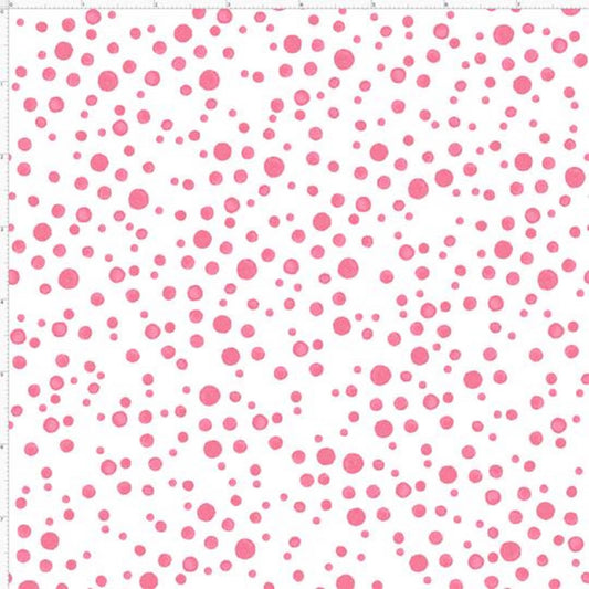 Loralie Balloon Dots Pink on White Background Fabric by Loralie Harris - Priced by the 1/2 Yard - Cut from bolt in 1 continuous piece