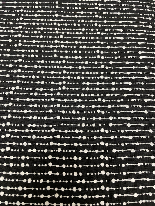 Loralie Beaded Curtain Fabric- White/Black Blender- Priced by the 1/2 yard